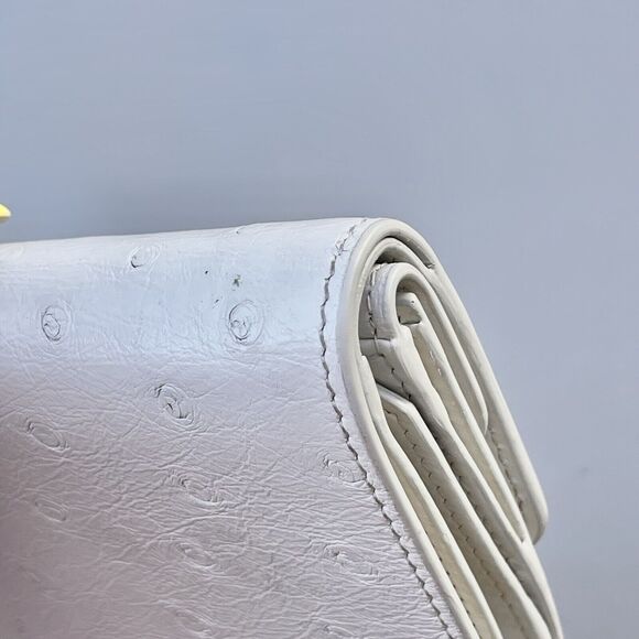 Prada White Ostrich Leather Compact Wallet With Box And Card - Picture 7 of 16